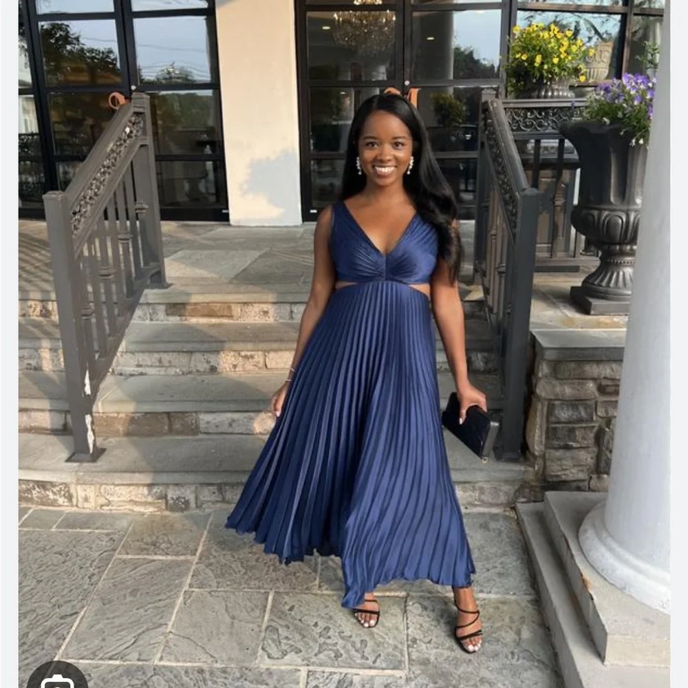 Abercrombie & Fitch Royal Blue Pleated Maxi Dress